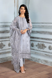 Latest Pakistani Party Wear in Light Grey Shade