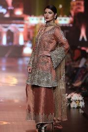 Latest Pakistani Party Wear in Peach Color 