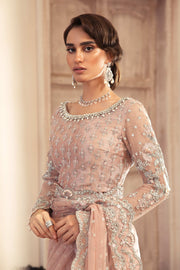 Latest Pakistani Powder Pink Saree Wedding Dress Online