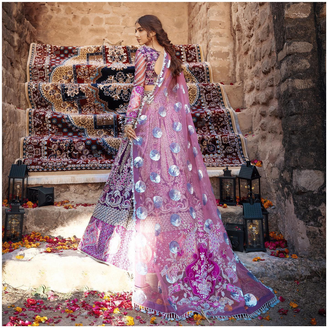 Latest Pakistani Purple Lehenga with Choli and Dupatta