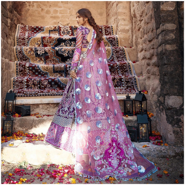 Latest Pakistani Purple Lehenga with Choli and Dupatta