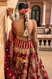 Latest Pakistani Raw Silk Lehenga Choli Red Dress Bridal