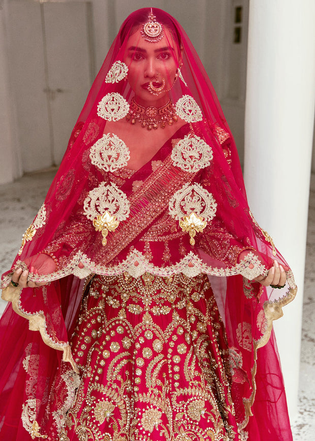 Latest Pakistani Red Bridal Dress in Gown Style Online