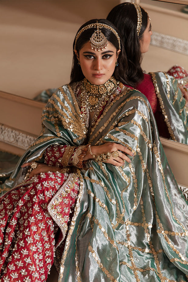 Latest Pakistani Red Dress in Kameez Trouser Dupatta Style