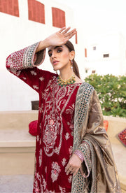 Latest Pakistani Red Dress in Velvet by Designer 2022