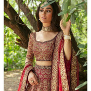 Latest Pakistani Red Lehenga Choli Bridal Dress Online