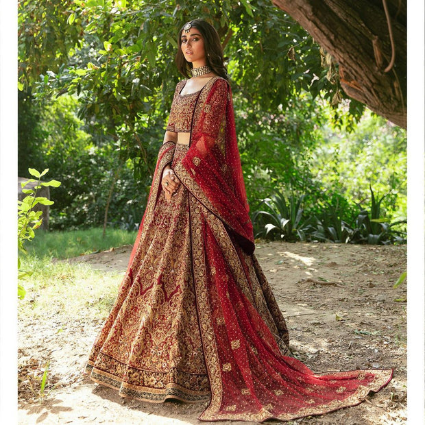Latest Pakistani Red Lehenga Choli Bridal Dress