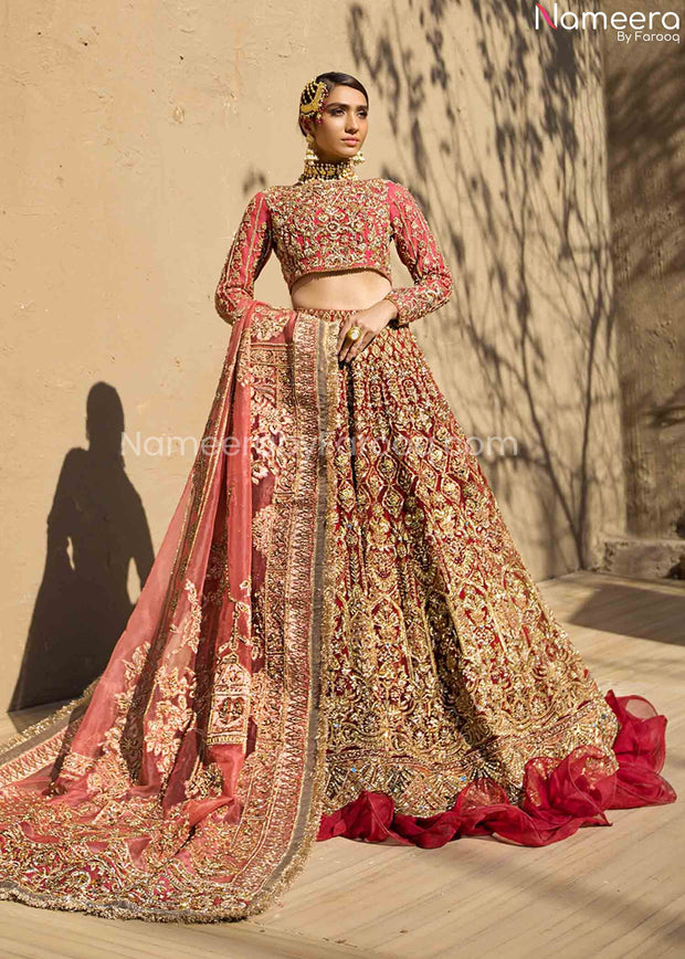 Latest Pakistani Red Lehenga Choli for Wedding Overall Look