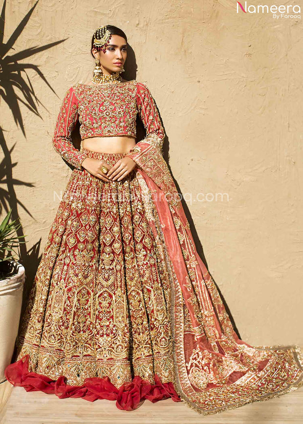 Latest Pakistani Red Lehenga Choli for Wedding