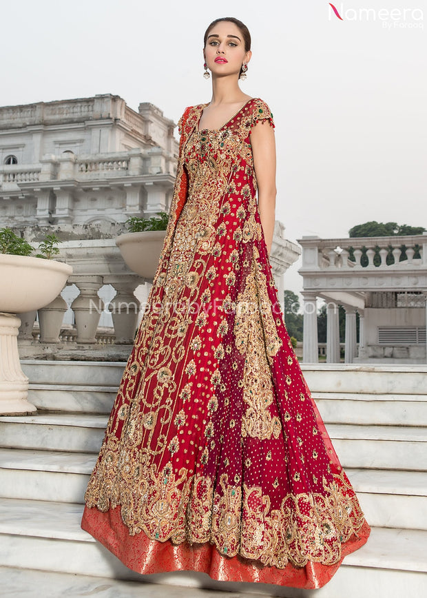 Latest Pakistani Red Wedding Dress Online 2021 Front Look
