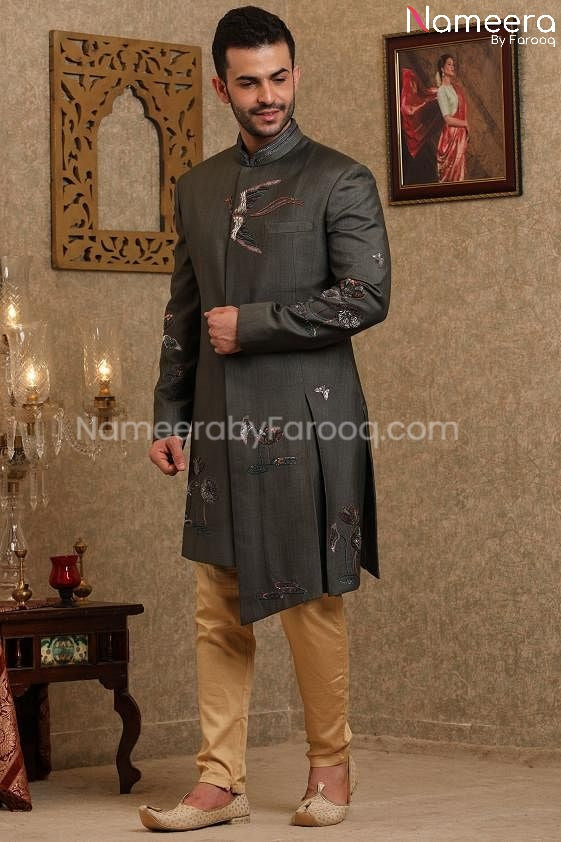 Latest Pakistani Sherwani Men's for Wedding 2021 Front Look