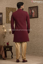 Latest Pakistani Sherwani Style for Groom Online Backside View