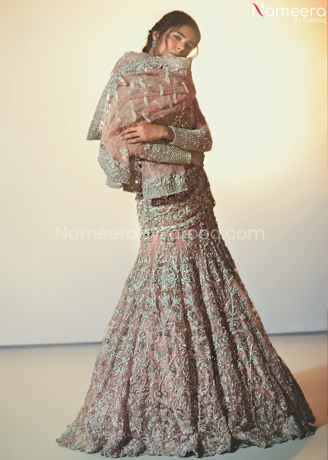Pakistani Silver Lehenga Choli for Bridal Online 