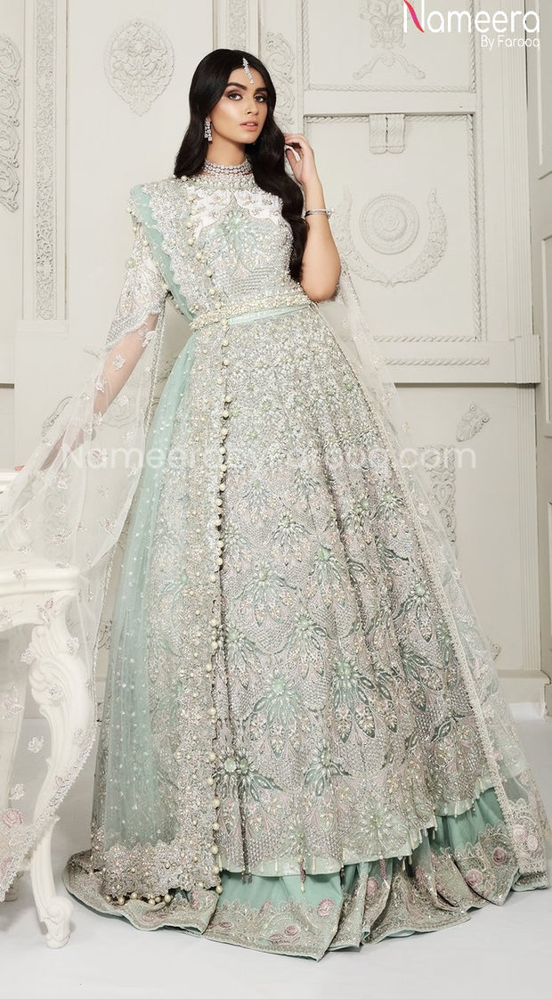 Latest Pakistani Traditional Pishwas for Wedding Model Front Look