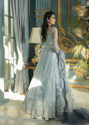 Latest Pakistani Wedding Blue Grey Lehenga Choli Dupatta Dress
