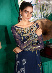 Latest Pakistani Wedding Dress in Blue Online