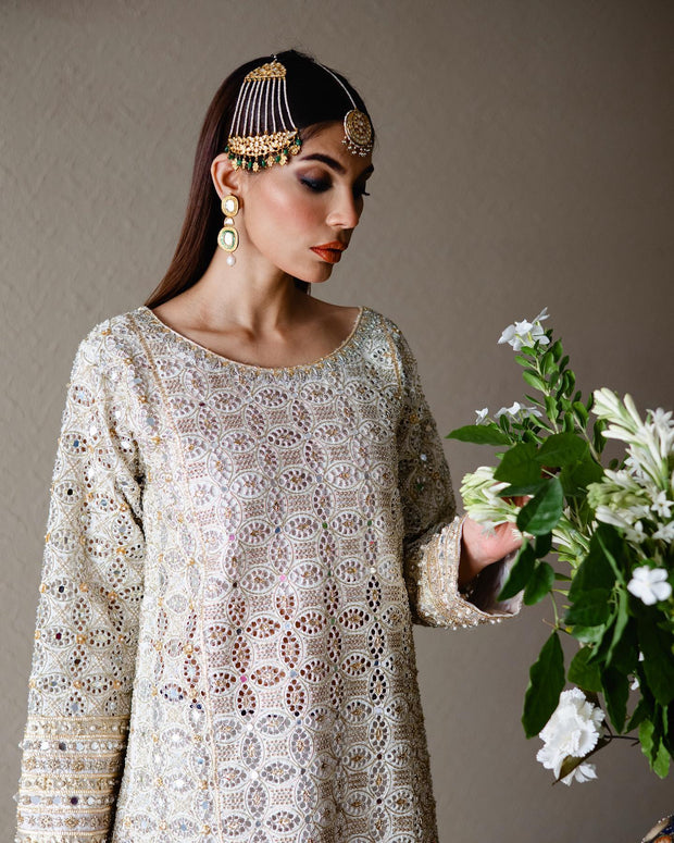 Latest Pakistani Wedding Dress in Flared Sharara Kameez Style