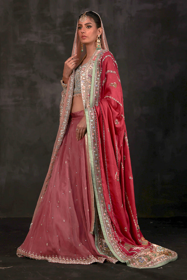 Latest Pakistani Wedding Dress in Lehenga Choli Dupatta Style