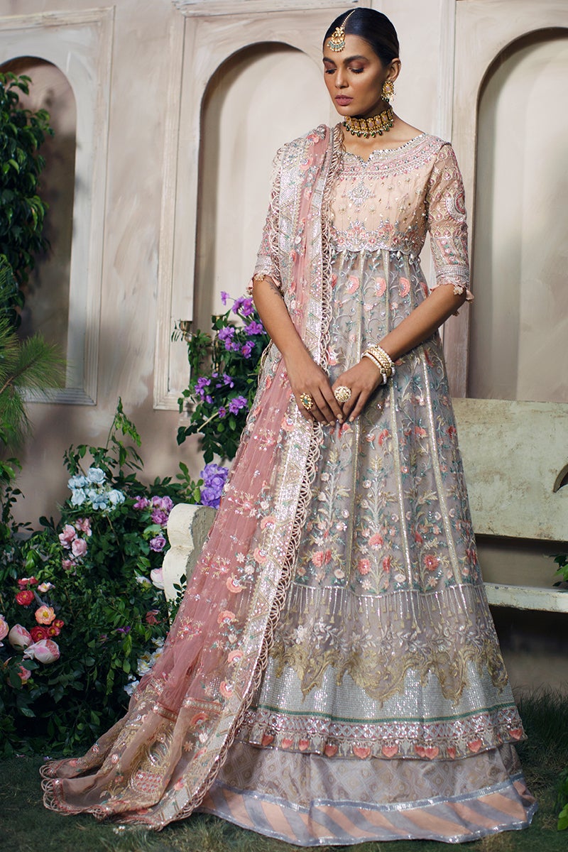 Latest Pakistani Wedding Dress in Lehenga Frock Style