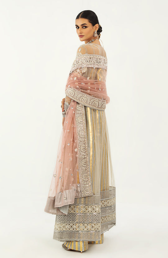 Latest Pakistani Wedding Dress in Open Kameez Trouser Style