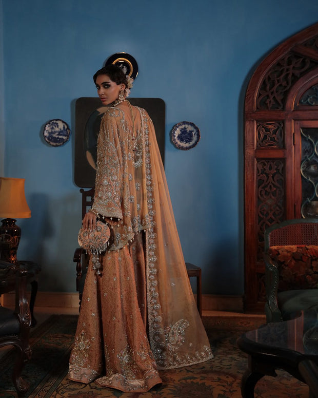 Latest Pakistani Wedding Dress in Sharara Kameez Dupatta Style