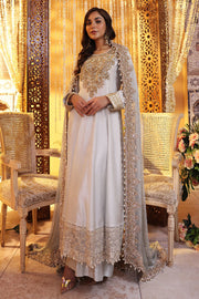 Latest Pakistani Wedding Dress in Silk Pishwas Frock Style