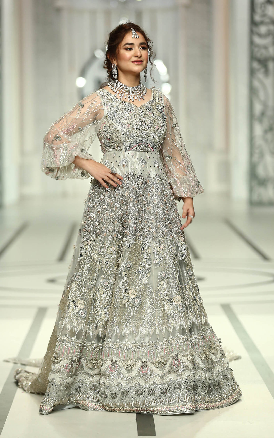 Latest Pakistani Wedding Gown with Lehenga and Dupatta