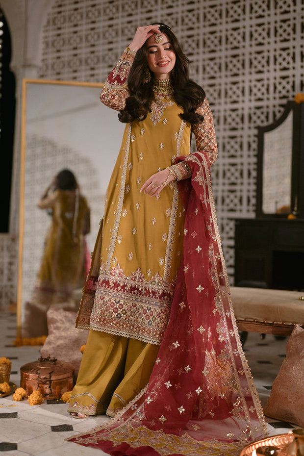 Latest Pakistani Wedding Kameez Trouser Dupatta Mehndi Dress