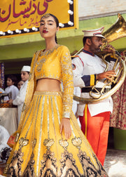 Latest Pakistani Yellow Lehenga with Choli Bridal Dress