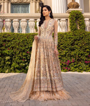 Latest Peach Bridal Dress Pakistani in Gown Lehenga Style