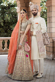 Latest Peach Bridal Lehenga Choli Dupatta Dress for Wedding