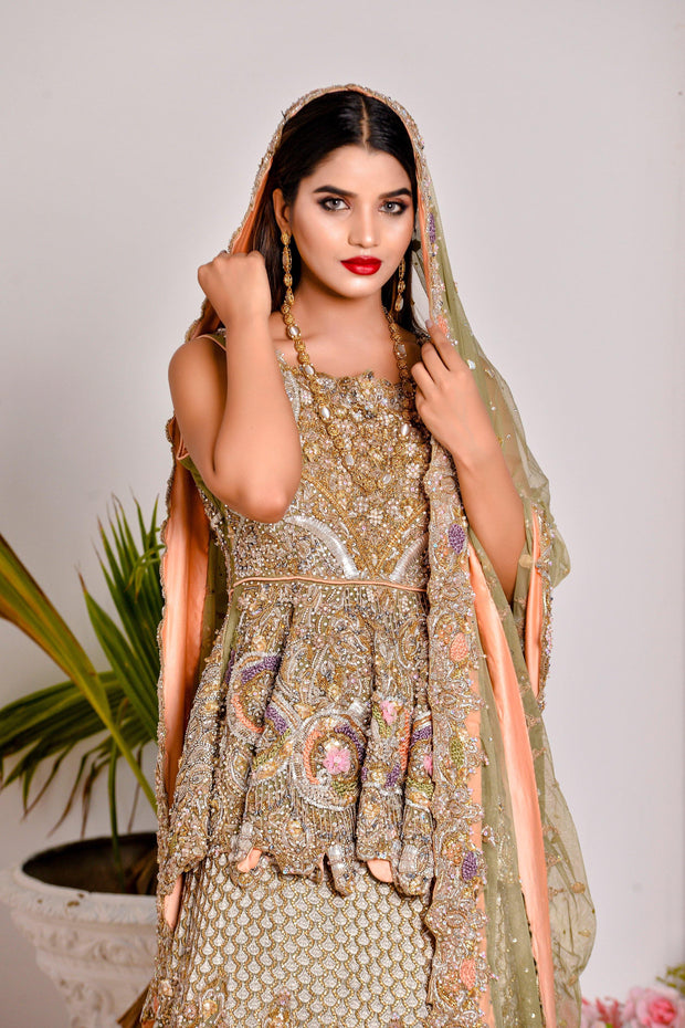 Latest Peplum Lehenga Bridal Pakistani Dress Online