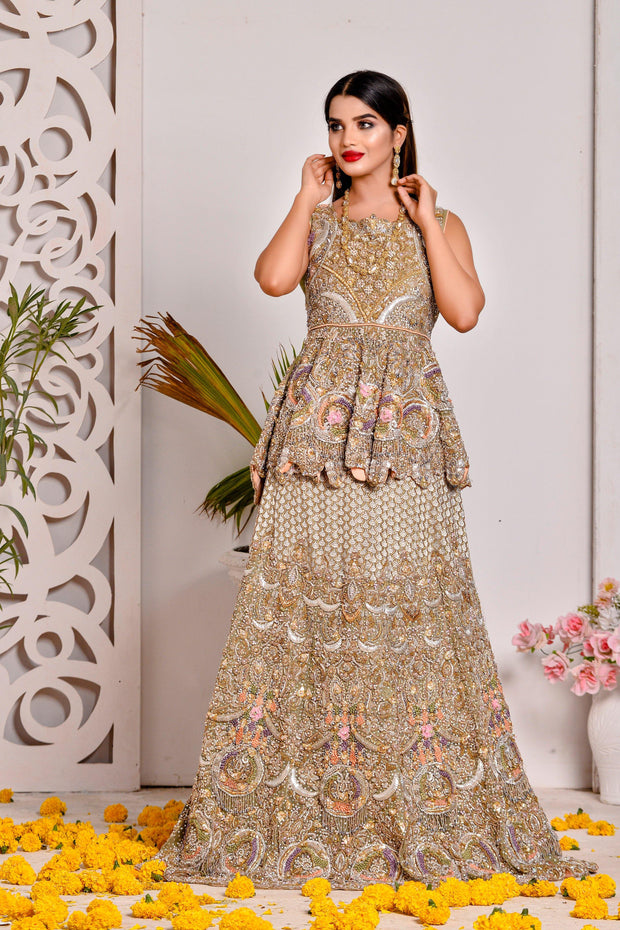 Latest Peplum Lehenga Bridal Pakistani Dress