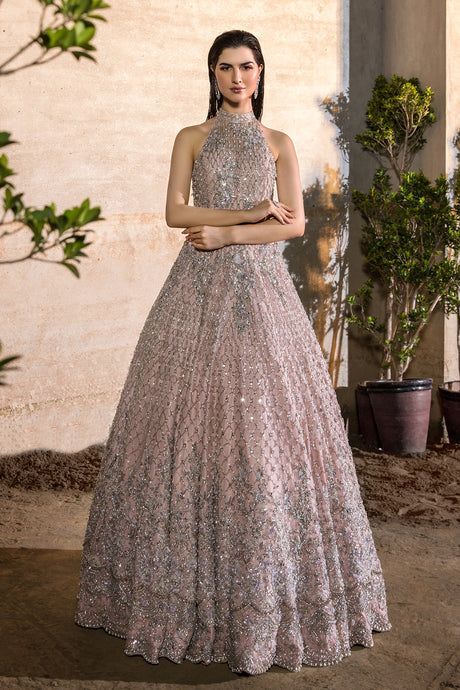 Latest Pink Bridal Dress Pakistani in Gown Style