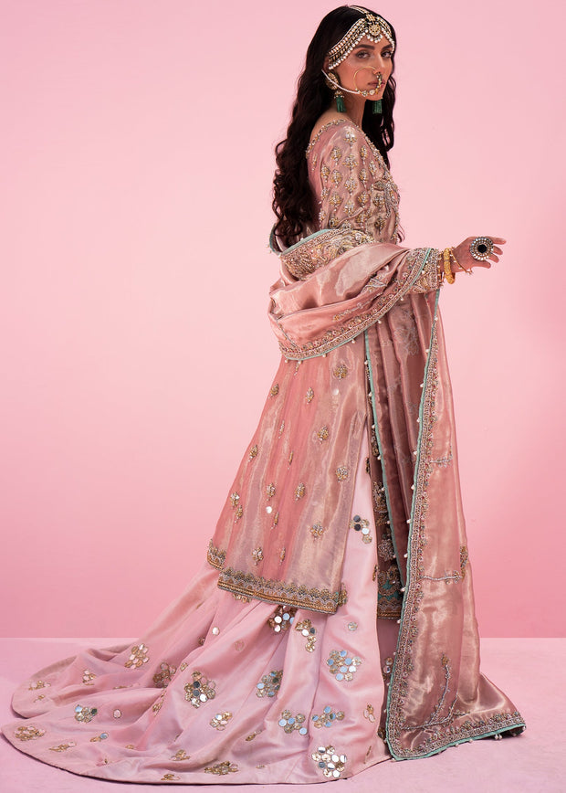Latest Pink Bridal Dress Pakistani in Lehenga Kameez Style