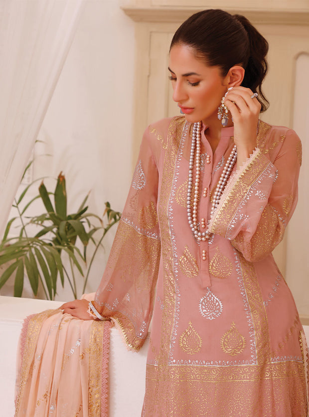 Latest Pink Colored Chiffon Salwar Kameez Pakistani Eid Dress Online