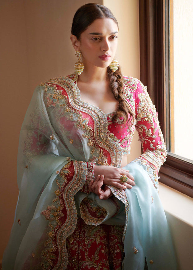 Latest Pink Lehenga Choli and Dupatta Pakistani Bridal Dress