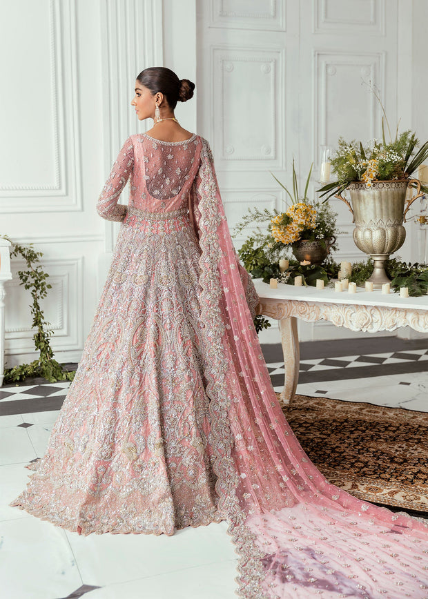 Latest Pink Lehenga Gown and Dupatta Pakistani Bridal Dress