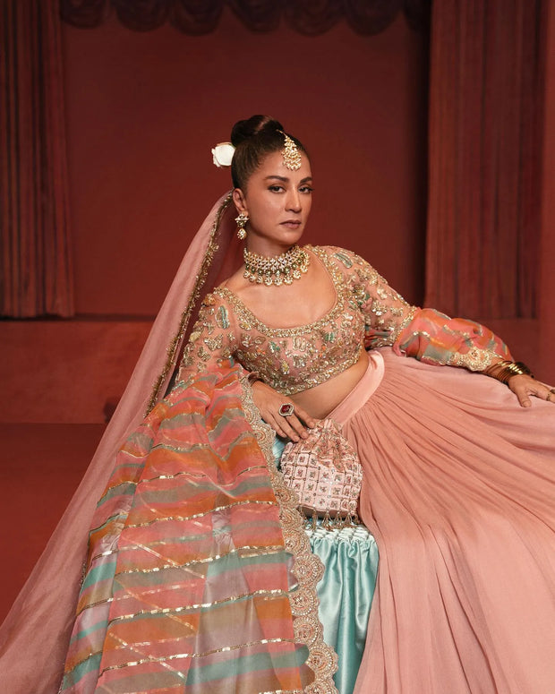 Latest Pink Lehenga with Embellished Choli and Dupatta Dress