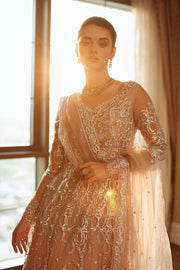 Latest Pink Pakistani Bridal Dress in Gown and Sharara Style