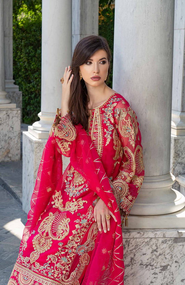 Latest Pink Pakistani Dress in Kameez Trouser Dupatta Style