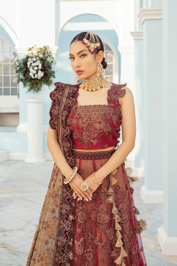 Latest Pishwas Dress in Carnelian Red Shade Designer