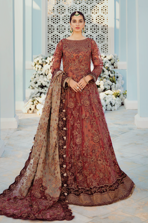 Latest Pishwas Dress in Carnelian Red Shade