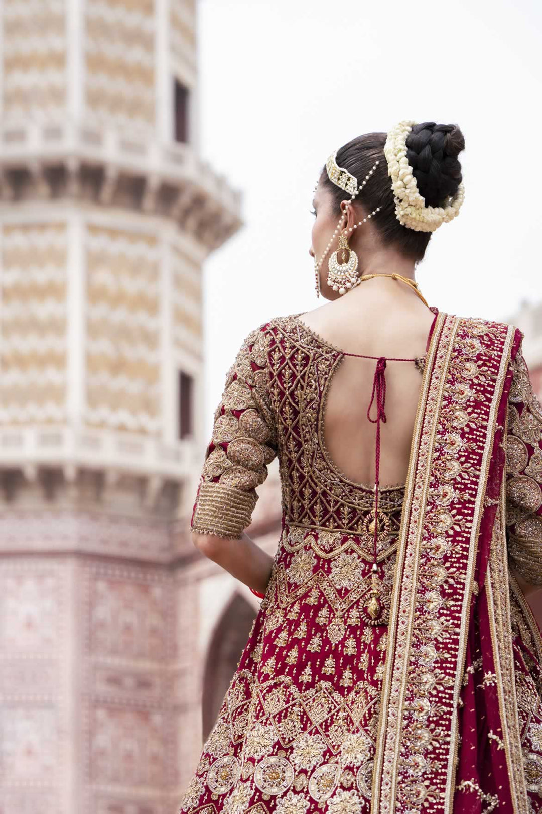 Latest Pishwas Frock with Lehenga and Dupatta Red Bridal Dress
