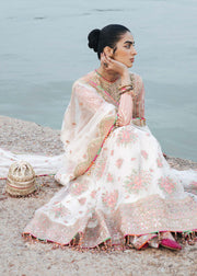 Latest Pishwas Frock with Sharara and Dupatta in Net Fabric