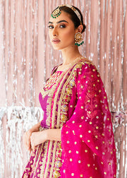 Latest Plum Lehenga Choli and Dupatta Pakistani Bridal Dress Online