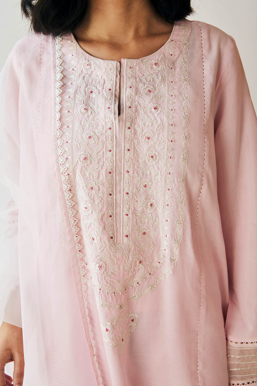 Latest Powder Pink Embroidered Salwar Kameez with Dupatta Suit