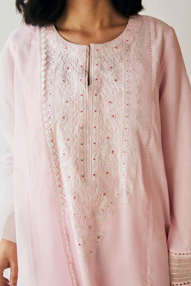 Latest Powder Pink Embroidered Salwar Kameez with Dupatta Suit