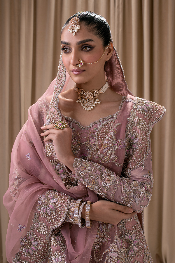 Latest Premium Pakistani Bridal Frock with Embellished Lehenga and Organza Dupatta Wedding Dress