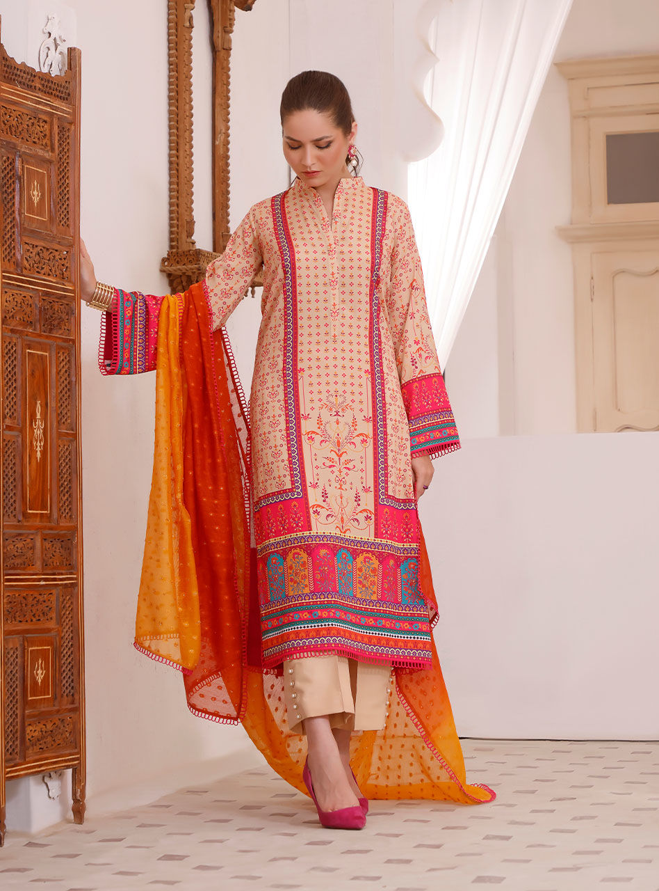 Latest Printed Salwar Kameez and Dupatta Pakistani Eid Dress